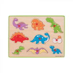 Puzzle din lemn incastru - Dinozauri, BIGJIGS Toys, 2-3 ani +, BIGJIGS Toys