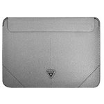 Husa laptop Guess pentru Laptop de 16 inch, Saffiano Triangle Metal Logo, Piele ecologica, Argintiu 