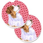 Caroline`s Treasures Australian Shepherd Hearts Love Valentine`s Day Set of 2 Cup Holder Car Coasters Roşu Large, 