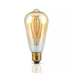 Bec LED - 5W E27 Filament Aurie Sticlă ST64 Alb cald, V-TAC