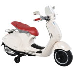 HOMCOM Motocicleta Jucarie cu Licenta Oficiala Vespa, pentru Copii 3+ Ani, cu 2 Roti Suplimentare, Lumini si Sunete, 108x49x75cm Roz | Aosom RO, HOMCOM