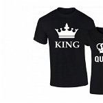 Set de tricouri negre King/Queen big, Zoom Fashion