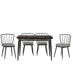 Set masa extensibila Lima 120x80x75cm , cu 4 scaune tapitate Buse, desen marmura neagra