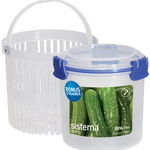 Cutie alimente din plastic rotunda inalta cu strecuratoare si capac Sistema KLIP IT 700 ml, Sistema Plastics