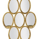 Oglindă de perete cu suport lumânare Glam, 118x54x11 cm, metal/ sticla, auriu