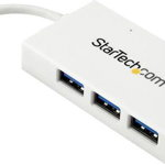 Hub startech USB C - 3x USB 3.0, alb (HB30C3A1CFBW), StarTech
