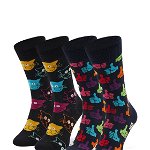 Happy Socks, Set de sosete lungi unisex - 2 perechi, Portocaliu/Albastru/Negru