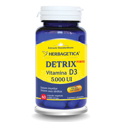 Detrix Forte Vitamina 5.000UI D3 60 capsule - 50% Reducere la al doilea produs, Herbagetica Detrix Forte Vitamina 5.000UI D3 60 capsule - 50% Reducere la al doilea produs, Herbagetica