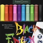 Carioci cu varf tip pensula, 10culori/set, Black Edition Faber-Castell, Faber-Castell