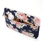 Husa laptop Canvaslife Sleeve 13/14 inch Navy Rose, Canvaslife