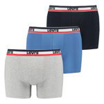 Levi's, Set de boxeri din amestec de bumbac organic - 3 perechi, Kaki/Gri inchis melange/Negru