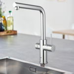 Baterie bucatarie Grohe Blue Home 31454001, monocomanda, sistem filtrare apa, racire apa si apa carbogazoasa, 3 nivele mineralizare, pipa tip L, pivotanta, Crom, Grohe