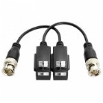 Video balun DS-1H18S/E(C);307400306,Video balun pasiv Hikvision, DS- 1H18S/E(C); set 2 bucati ( o bucata cu cablu si o bucata fara cablu); transmite semnal video pe cablu UTP pana la 250m si pentru camere PoC pana la 150m; compatibil standard HDCVI/TVI/A, HIKVISION