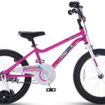 Bicicleta Copii 5-7 ani, Roti 18 Inch, Roti Ajutatoare, ChipMunk  CMA1802C, Fucsia cu Design Alb