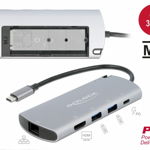 Docking station USB-C la 4K HDMI / USB / LAN / PD 3.0 + M.2 SATA SSD, Delock 87767, Delock