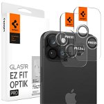 Set 4 protectii sticla camera foto Spigen Optik EZ FIT compatibil cu iPhone 15 / 15 Plus Crystal Clear, Spigen