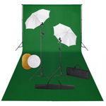 Set studio foto cu lămpi, umbrele, fundal și reflector