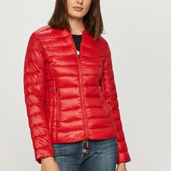 Armani Exchange geaca de puf femei, culoarea bej, de tranzitie, Armani Exchange