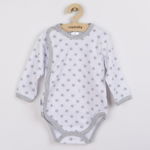 Body cu maneca lunga, Marime 56, Din bumbac 100%, New Baby, Classic II Grey with stars