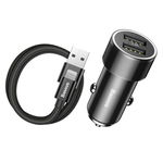 Incarcator auto universal Baseus mini cu 2 porturi USB si cablu 1 m pentru iPhone