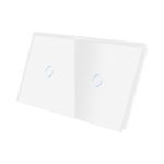 Panou Intrerupator Simplu + Simplu cu Touch Din Sticla LUXION alb, Luxion