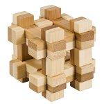 Joc logic IQ din lemn bambus in cutie metalica Gridbox, Fridolin, 8-9 ani +, Fridolin