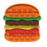 Jucarie antistres din silicon Flippy, pop it now and flip it hamburger portocaliu, 