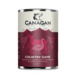 CANAGAN Country Game, XS-XL, Vânat, conservă hrană umedă fără cereale câini junior & adult, (în supă), 400g, Canagan