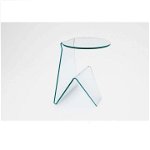 Măsuță laterală Glass, 55x40x45 cm, sticlă, transparent