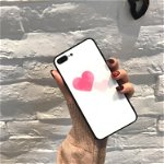 Carcasa Telefon Sticla Temperata Roz Forma-Inima Cascasa Pentru iPhone, Neer