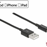 Cablu de date si incarcare USB la Apple Lightning MFI 1m Negru, Delock 83002, Delock