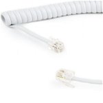 Cablu gembird Coiled RJ10 telefon fir (4P4C) 2m, alb (TC4P4CS-2M-W), Gembird