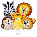 Set 5 baloane engros folie mini animale Leu, Tigru, Zebra, Girafa, Maimuta Engros, 