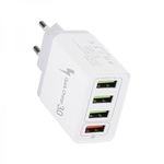 Incarcator de perete AR830 travel 30W USB 3.0 QuickCharge si 3 x USB 2.4A Auto ID alb, krasscom