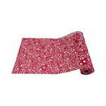Runner de masa festiv Holly, rosu cu spirale, 28cm x 2.75m, textil, Rosu