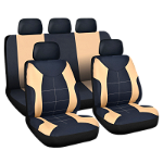 Huse universale scaune auto Carguard Elegance, 9 piese , negru cu bej, compatibile scaune cu airbag