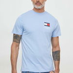 Tommy Jeans, Tricou slim fit de bumbac, Gri deschis melange/Bleumarin