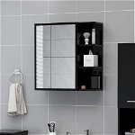 vidaXL Dulap de baie cu oglindă, negru, 62,5x20,5x64cm, lemn prelucrat, vidaXL