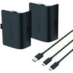 VENOM Set 2 baterii Venom, VS2882, Compatibilitate Xbox One, Xbox Seriile S & X, 850 mAh, Cablu de incarcare 3 m, Negru, VENOM