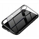Husa protectie iPhone X/XS magnetica, din sticla securizata, Gonga® Negru