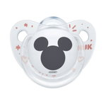 Suzeta Nuk Disney Mickey Silicon 0-6 luni M1 Transparent Roz, NUK