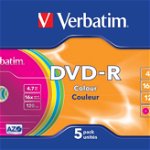 Mediu stocare Verbatim DVD-R Colour 5 bucati