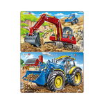 Set 2 Puzzle midi Constructii, buldozer si excavator, orientare tip vedere, 15 piese, Larsen, Larsen
