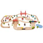 Circuit auto si feroviar (80 piese), BIGJIGS Toys, 2-3 ani +, BIGJIGS Toys