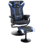 Vinsetto Scaun Gaming Ergonomic cu Taburet Suport Picioare Înclinare 130° Suport Lombar Negru și Albastru | Aosom Romania, Vinsetto