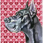 Caroline`s Treasures Black Great Dane Hearts Love și Valentine`s Day sticla de tăiere Bord mare Multicolore 12H x 16W, 