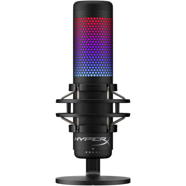 Microfon HyperX QuadCast S, USB, RGB, stereo/omnidirectional/cardioid/bidirectional, senzor Tap-to-Mute cu LED, soft NGENUITY, certificat Discord/TeamSpeak, PC/PS5/PS4/ Mac, negru