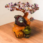 Copac Feng Shui cu Pietre Semipretioase, Suport Ceramic, Fantana, Naimeed D3009-Multicolor