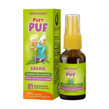 PufyPuf, Spray cu Salvie fara Alcool, 20ML Dacia Plant,