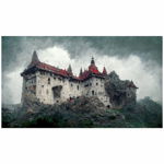 Tapet autoadeziv Premium, textura canvas, Castel intunecat, 130 x 75 cm, PRITI GLOBAL